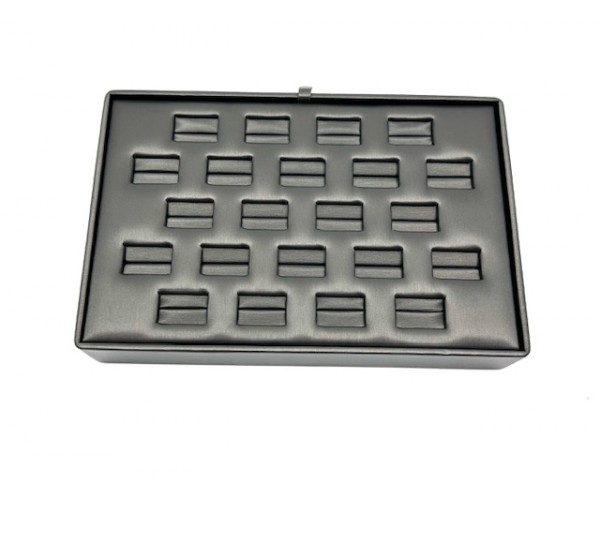 Steel Grey Flat Stackable Slot  22-Rings Tray,  9" x 6" x 1 1/2"H